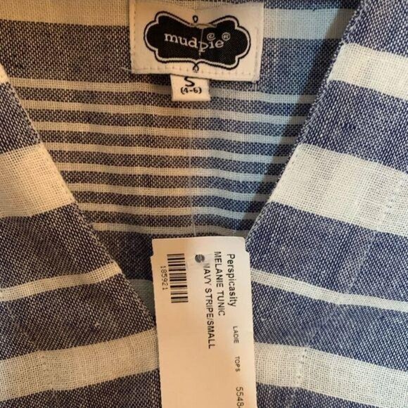 NWT Mud‎ Pie New Melanie Navy Stripe Tunic Top or Beach Cover Up Womens Small - Picture 4 of 5